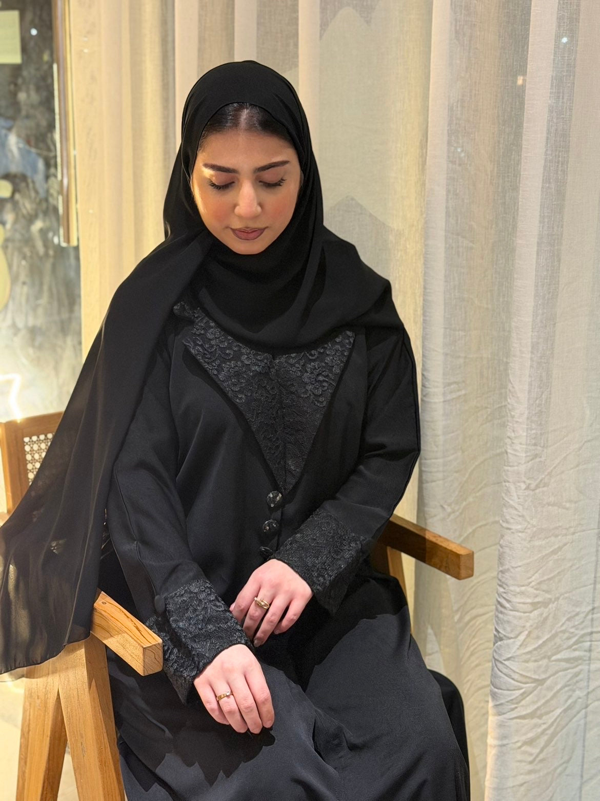 Elegant practical abaya with amazing lace