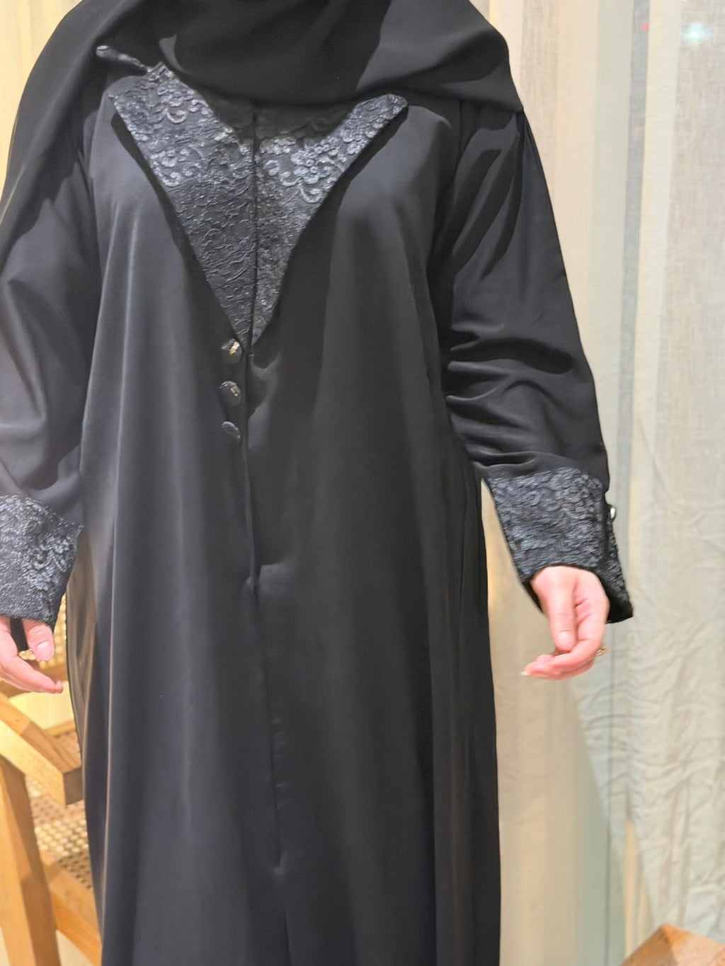 Elegant practical abaya with amazing lace